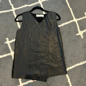 Zara Black Faux Leather Sleeveless Tank Top